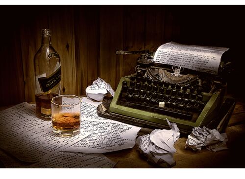 Typewriter Whiskey Laminated Vinyl Cover Self-Adhesive for Desk and Tables