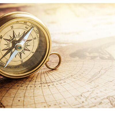 Retro Compass Map Globe Laminated Vinyl Cover Self-Adhesive for Desk and Tables