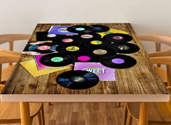 Couverture de décoration de bureau de table en vinyle auto-adhésif laminé de musique de disques vinyles rétro 3