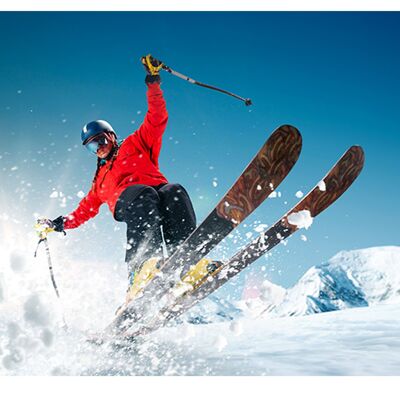 Skier Winter Mountains Laminierte Vinylabdeckung, selbstklebend, für Schreibtisch und Tische