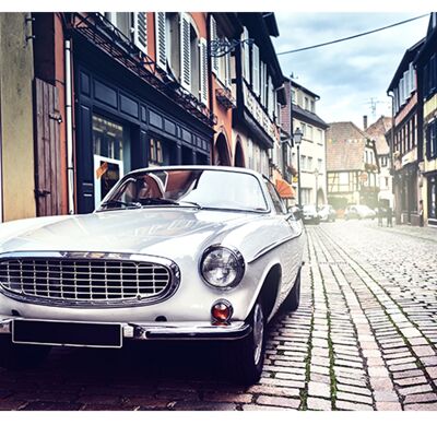 Vintage Car Old Town Laminated Vinyl Cover Self-Adhesive for Desk and Tables