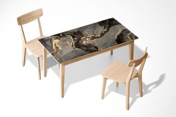 Couverture de décor d'art de bureau de table de vinyle auto-adhésif laminé de marbre d'or et de noir 1