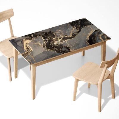 Gold and Black Marble Laminated Self Adhesive Vinyl Table Desk Art Décor Cover