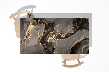 Couverture de décor d'art de bureau de table de vinyle auto-adhésif laminé de marbre d'or et de noir 3