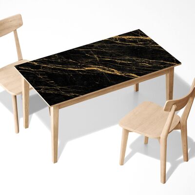 Couverture de décor d'art de bureau de table de vinyle auto-adhésif stratifié de marbre noir et d'or