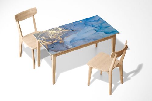 Blue and Gold Marble Laminated Self Adhesive Vinyl Table Desk Art Décor Cover