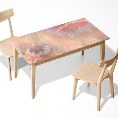 Couverture de décor d'art de bureau de table de vinyle auto-adhésif laminé de texture de marbre rose