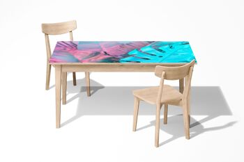 Housse de décoration d'art de bureau en vinyle laminé Monstera rose et bleu 2