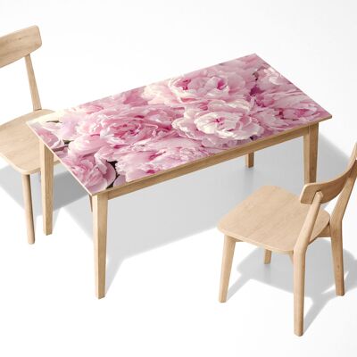 Couverture de décor d'art de bureau de table de vinyle auto-adhésif stratifié de fond de pivoines roses