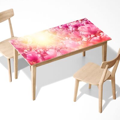 Pink Flowers Background Laminated Self Adhesive Vinyl Table Desk Art Décor Cover