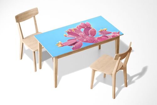 Pink Cactus Blue Scene Laminated Self Adhesive Vinyl Table Desk Art Décor Cover