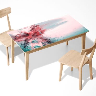 Cubierta de decoración de arte de escritorio de mesa de vinilo autoadhesivo laminado de flor de pintura de tinta