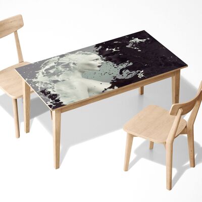 Cubierta de decoración de arte de escritorio de mesa de vinilo autoadhesivo abstracto blanco y negro