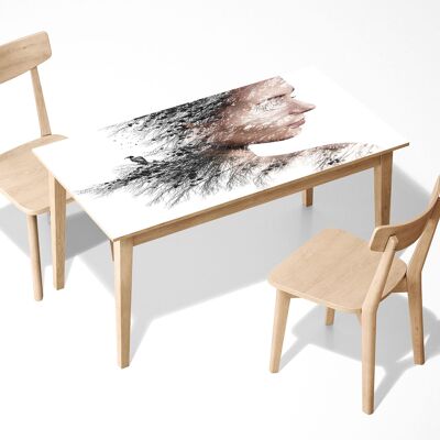 Abstract Woman Laminated Self Adhesive Vinyl Table Desk Art Décor Cover