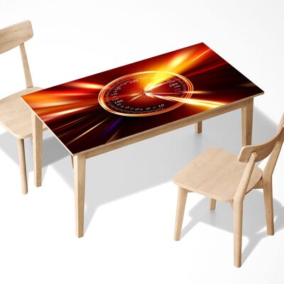 Speedometer in Fire Laminated Self Adhesive Vinyl Table Desk Art Décor Cover