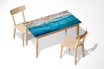Détendez-vous sur la plage en vinyle auto-adhésif laminé pour table de bureau. 1