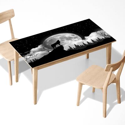 Housse de décoration d'art de bureau en vinyle laminé loup hurlant