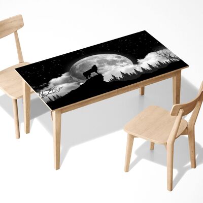 Howling Wolf Laminated Self Adhesive Vinyl Table Desk Art Décor Cover