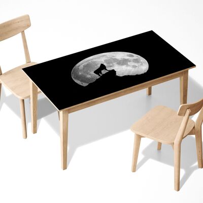 Wolf Howls to the Moon Laminated Self Adhesive Vinyl Table Desk Art Décor Cover