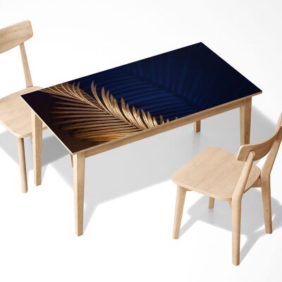 Couverture de décor d'art de bureau de table de vinyle auto-adhésif stratifié de feuille de palmier d'or