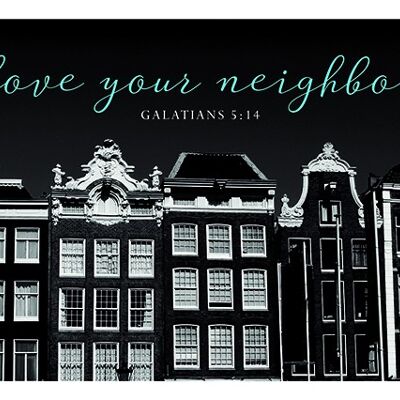 Postkarte Black & White - Love your neighbor