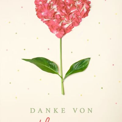 Postkarte - Danke von Herzen (Herzblume)