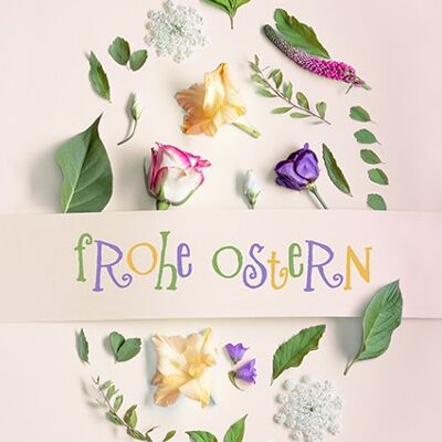 Postkarte - Frohe Ostern (Blumen)