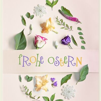 Doppelkarte - Frohe Ostern (Blumen)