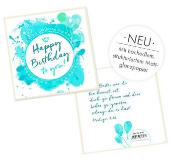 Carré carte double - Happy Birthday (bleu)