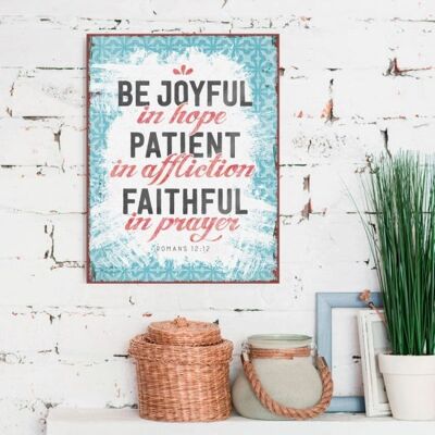 Large metal sign - Be joyful in hope