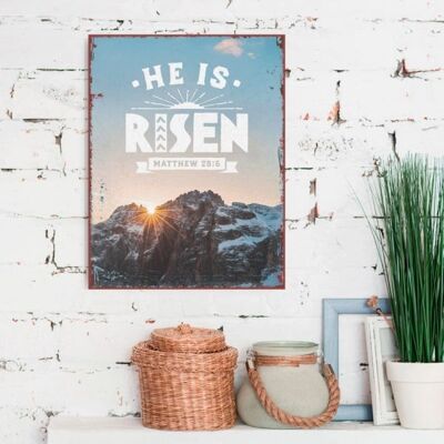 Metal sign large - He is risen