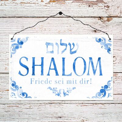 Grande cartello in legno - Shalom