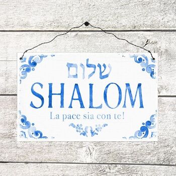 Grande enseigne en bois - Shalom - La pace