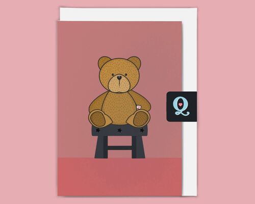 'Soft Toy Rose Bear' Ethical Greeting Card