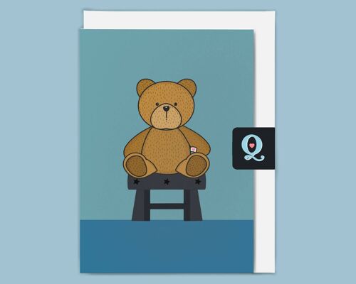 'Soft Toy Blue Bear' Ethical Greeting Card