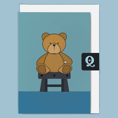 Carte de vœux éthique 'Peluche Ours bleu'