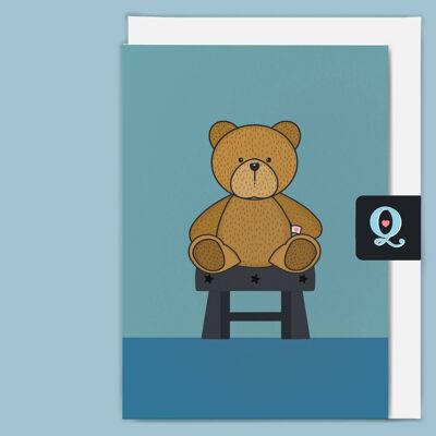 'Soft Toy Blue Bear' Ethical Greeting Card