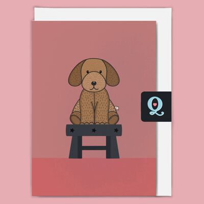 'Soft Toy Rose Dog' Ethical Greeting Card