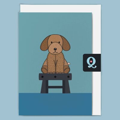 'Soft Toy Blue Dog' Ethical Greeting Card