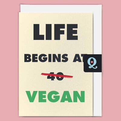 Biglietto di auguri etico "La vita inizia da Vegan".