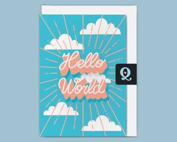 Carte de vœux éthique «Hello World Blue» 1