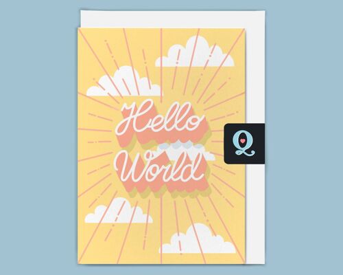 'Hello World Yellow' Ethical Greeting Card