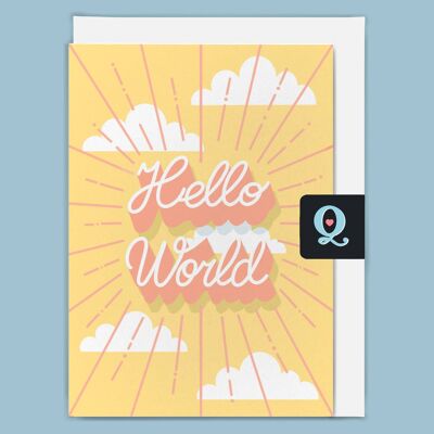 'Hello World Yellow' Ethical Greeting Card