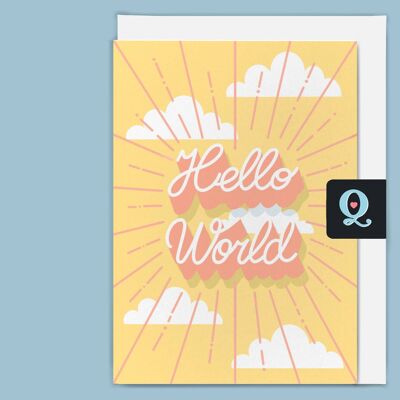 Carte de vœux éthique «Hello World Yellow»