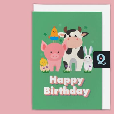 Carte de vœux éthique 'Farmyard Birthday'