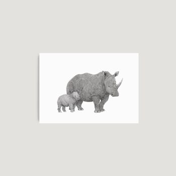 Rhino mère et bébé imprimé A4 1