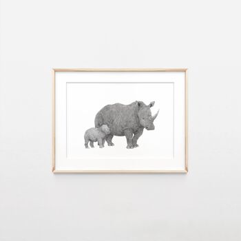 Rhino mère et bébé imprimé A4 2