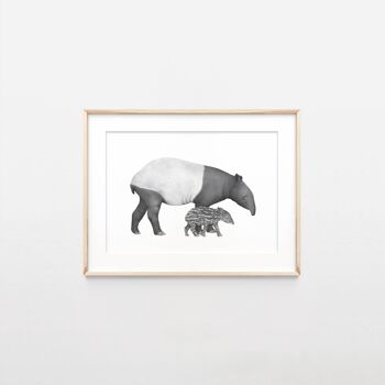 Tapir Mère & Bébé Impression A4 2