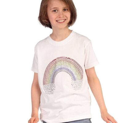 Trendy Toggs Kids White Rainbow Rhinestone T-shirt , 9