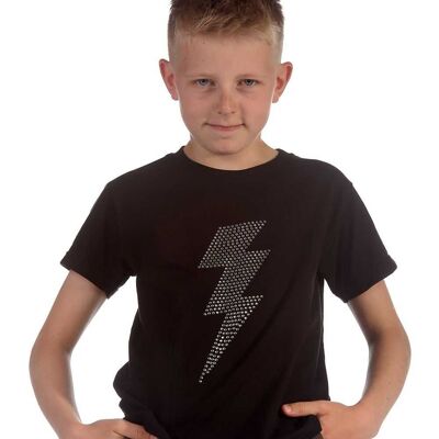 Trendy Toggs Kids Lighting Bolt Rhinestone Black T-shirt , 9
